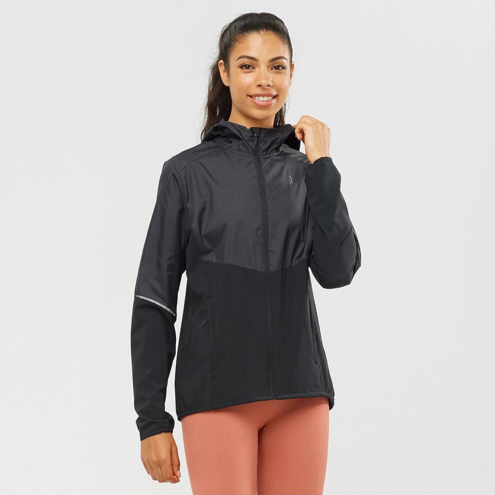 Salomon Israel AGILE FULL ZIP HOODIE - Womens Jackets - Black (DFSN-53467)